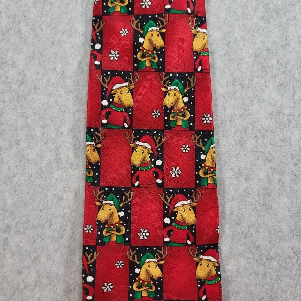 Vtg‎ Hallmark Reindeer Red Mens Neck Tie Approx 57